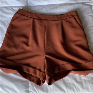 Rust colored sheer shorts